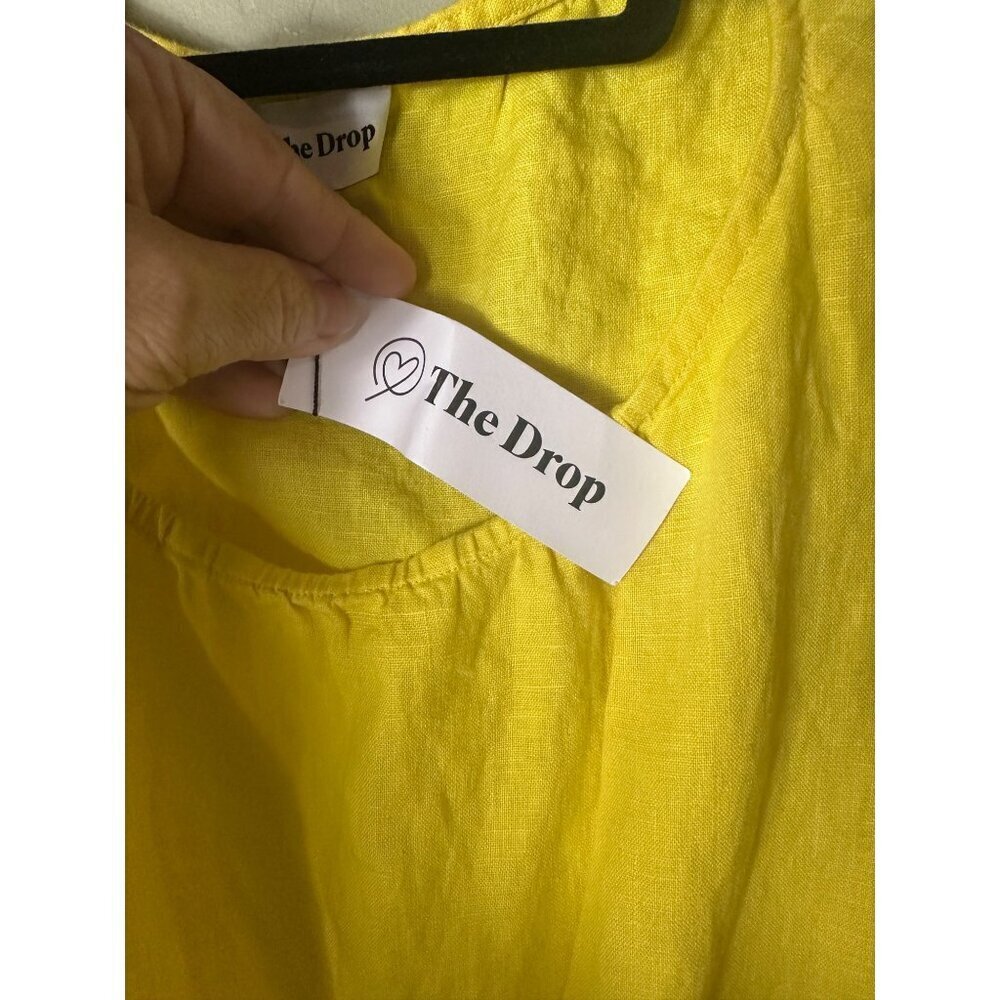 NWT vThe Drop Women's Sade Linen Cutout Midi, Lemon, L - Picture 5 of 7